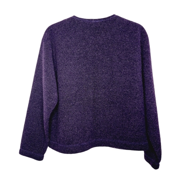 Coldwater Creek Women's Cardigan Wool Blend Small Embroidered Purple   Made USA - Picture 2 of 12